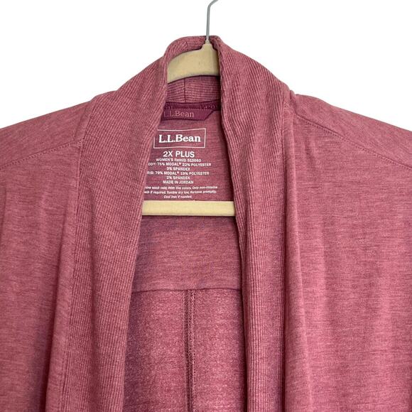 L.L.Bean Womens Longline Jersey Cardigan 2X Plus Pink Modal Blend Pockets flaws - Picture 2 of 7